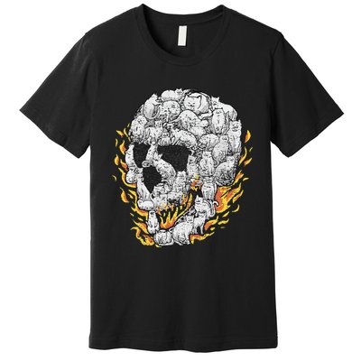 Cat Skull Kitty Skeleton Halloween Costume Skull Cat Premium T-Shirt