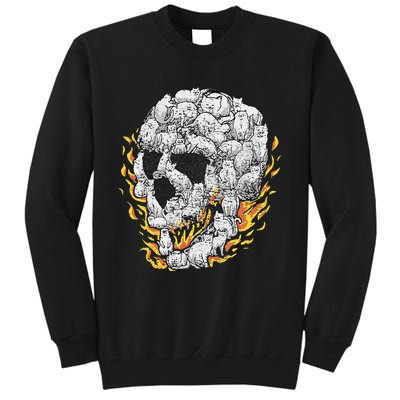 Cat Skull Kitty Skeleton Halloween Costume Skull Cat Tall Sweatshirt