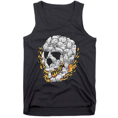 Cat Skull Kitty Skeleton Halloween Costume Skull Cat Tank Top