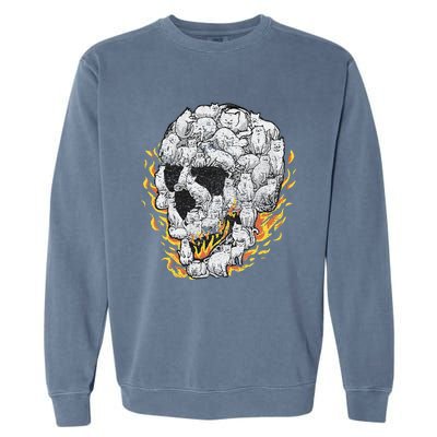 Cat Skull Kitty Skeleton Halloween Costume Skull Cat Garment-Dyed Sweatshirt