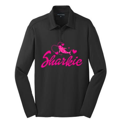 Cute Shark Kids Funny Shark Silk Touch Performance Long Sleeve Polo