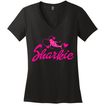 Cute Shark Kids Funny Shark Women's V-Neck T-Shirt