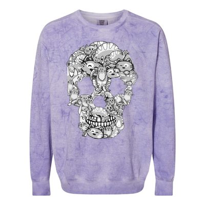 Cat Skull Kitty Skeleton Halloween Costume Cat Lover Colorblast Crewneck Sweatshirt