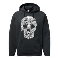 Cat Skull Kitty Skeleton Halloween Costume Cat Lover Performance Fleece Hoodie