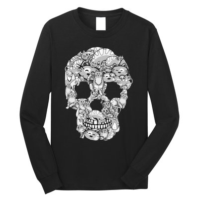 Cat Skull Kitty Skeleton Halloween Costume Cat Lover Long Sleeve Shirt