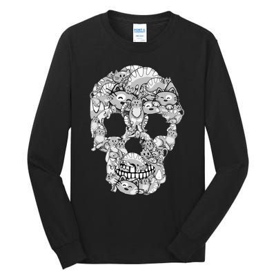 Cat Skull Kitty Skeleton Halloween Costume Cat Lover Tall Long Sleeve T-Shirt