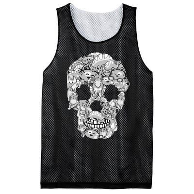 Cat Skull Kitty Skeleton Halloween Costume Cat Lover Mesh Reversible Basketball Jersey Tank