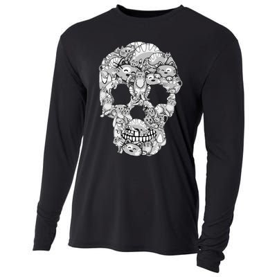 Cat Skull Kitty Skeleton Halloween Costume Cat Lover Cooling Performance Long Sleeve Crew