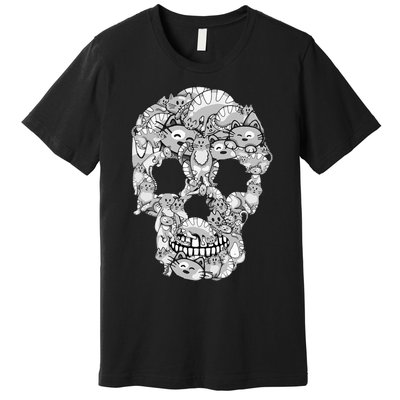 Cat Skull Kitty Skeleton Halloween Costume Cat Lover Premium T-Shirt