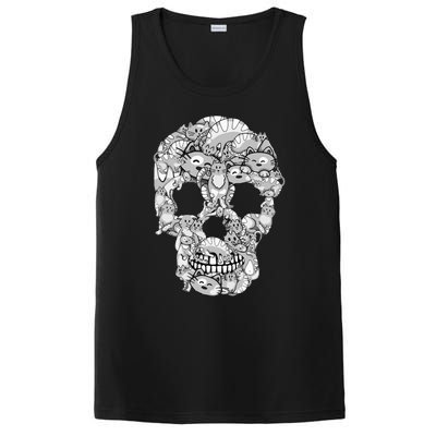 Cat Skull Kitty Skeleton Halloween Costume Cat Lover PosiCharge Competitor Tank