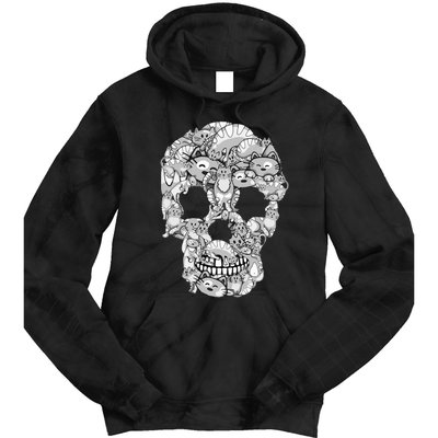 Cat Skull Kitty Skeleton Halloween Costume Cat Lover Tie Dye Hoodie