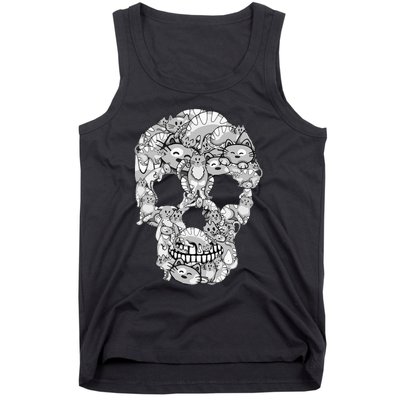 Cat Skull Kitty Skeleton Halloween Costume Cat Lover Tank Top