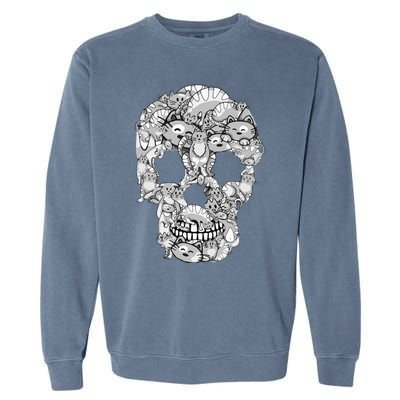 Cat Skull Kitty Skeleton Halloween Costume Cat Lover Garment-Dyed Sweatshirt