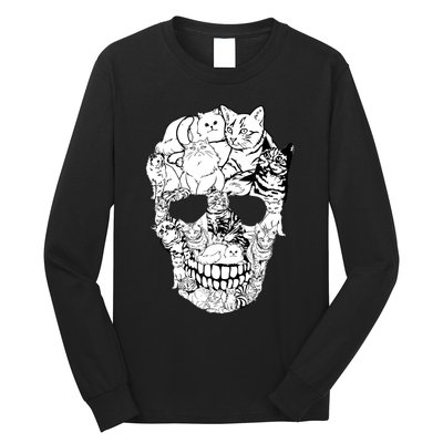 Cat Skull Kitty Skeleton Halloween Costume Skull Cat Long Sleeve Shirt