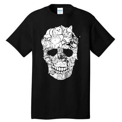 Cat Skull Kitty Skeleton Halloween Costume Skull Cat Tall T-Shirt