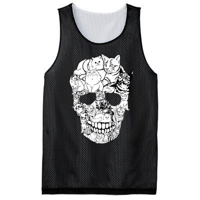 Cat Skull Kitty Skeleton Halloween Costume Skull Cat Mesh Reversible Basketball Jersey Tank