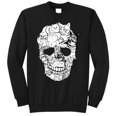 Cat Skull Kitty Skeleton Halloween Costume Skull Cat Tall Sweatshirt