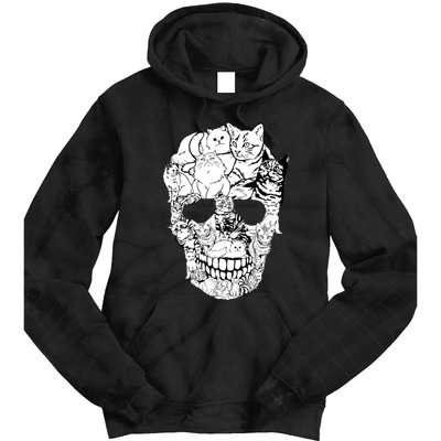 Cat Skull Kitty Skeleton Halloween Costume Skull Cat Tie Dye Hoodie