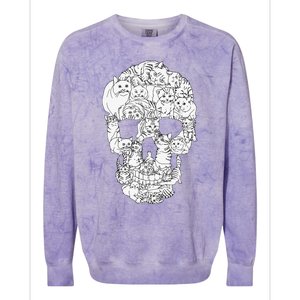 Cat Skull Kitty Skeleton Halloween Goth Punk Emo Gift Colorblast Crewneck Sweatshirt