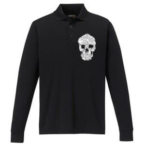 Cat Skull Kitty Skeleton Halloween Goth Punk Emo Gift Performance Long Sleeve Polo