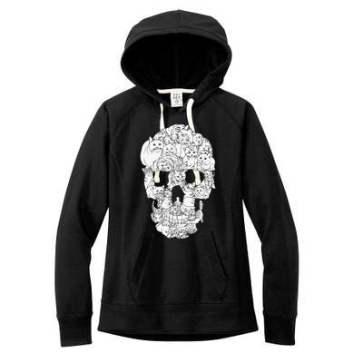 Cat Skull Kitty Skeleton Halloween Goth Punk Emo Gift Women's Fleece Hoodie