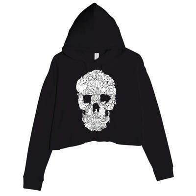 Cat Skull Kitty Skeleton Halloween Goth Punk Emo Gift Crop Fleece Hoodie