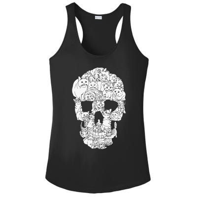 Cat Skull Kitty Skeleton Halloween Goth Punk Emo Gift Ladies PosiCharge Competitor Racerback Tank