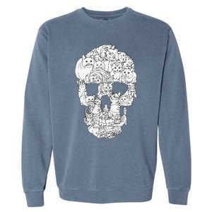 Cat Skull Kitty Skeleton Halloween Goth Punk Emo Gift Garment-Dyed Sweatshirt