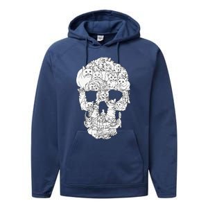 Cat Skull Kitty Skeleton Halloween Goth Punk Emo Gift Performance Fleece Hoodie