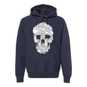 Cat Skull Kitty Skeleton Halloween Goth Punk Emo Gift Premium Hoodie