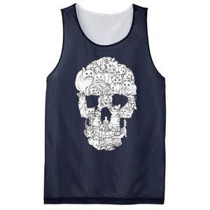 Cat Skull Kitty Skeleton Halloween Goth Punk Emo Gift Mesh Reversible Basketball Jersey Tank