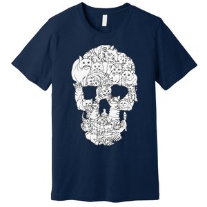 Cat Skull Kitty Skeleton Halloween Goth Punk Emo Gift Premium T-Shirt