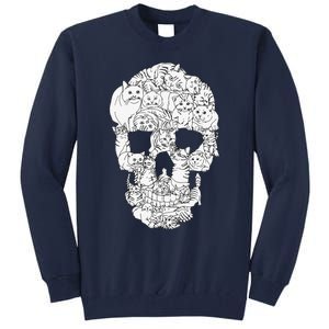 Cat Skull Kitty Skeleton Halloween Goth Punk Emo Gift Tall Sweatshirt