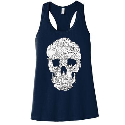 Cat Skull Kitty Skeleton Halloween Goth Punk Emo Gift Women's Racerback Tank