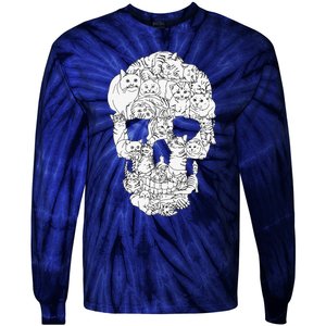 Cat Skull Kitty Skeleton Halloween Goth Punk Emo Gift Tie-Dye Long Sleeve Shirt