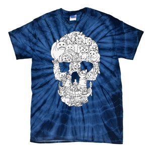 Cat Skull Kitty Skeleton Halloween Goth Punk Emo Gift Tie-Dye T-Shirt