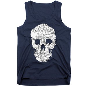 Cat Skull Kitty Skeleton Halloween Goth Punk Emo Gift Tank Top