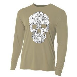 Cat Skull Kitty Skeleton Halloween Goth Punk Emo Gift Cooling Performance Long Sleeve Crew