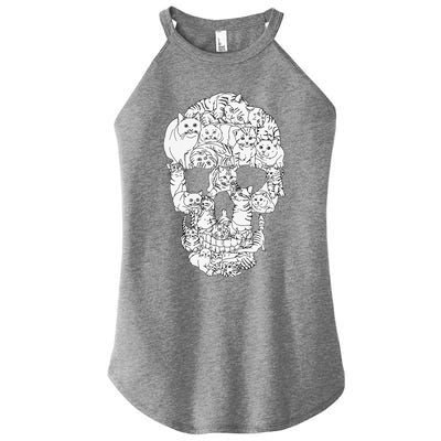 Cat Skull Kitty Skeleton Halloween Goth Punk Emo Gift Women’s Perfect Tri Rocker Tank