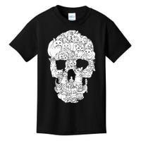 Cat Skull Kitty Skeleton Halloween Goth Punk Emo Gift Kids T-Shirt