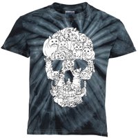 Cat Skull Kitty Skeleton Halloween Goth Punk Emo Gift Kids Tie-Dye T-Shirt