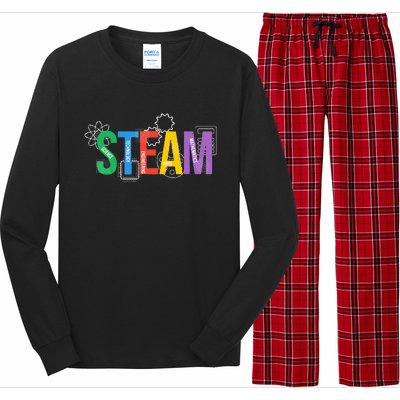 Colorful Steam Letters For Steam Program Teacher And Student Long Sleeve Pajama Set