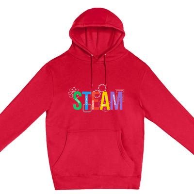 Colorful Steam Letters For Steam Program Teacher And Student Premium Pullover Hoodie