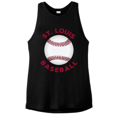 Classic St. Louis Missouri Baseball Fan Ladies PosiCharge Tri-Blend Wicking Tank