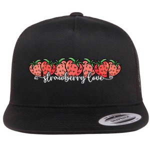 Cute Strawberry Love Lovers Fruit Berry Farmer Strawberries Flat Bill Trucker Hat