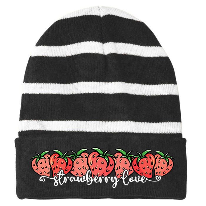 Cute Strawberry Love Lovers Fruit Berry Farmer Strawberries Striped Beanie with Solid Band