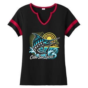 Cabo San Lucas Los Cabos Baja California Sur Marlin Tourist Ladies Halftime Notch Neck Tee