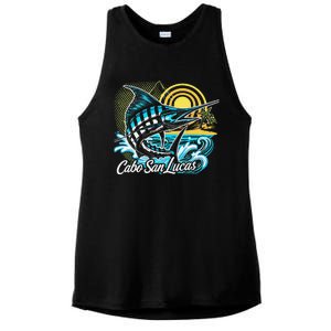 Cabo San Lucas Los Cabos Baja California Sur Marlin Tourist Ladies PosiCharge Tri-Blend Wicking Tank