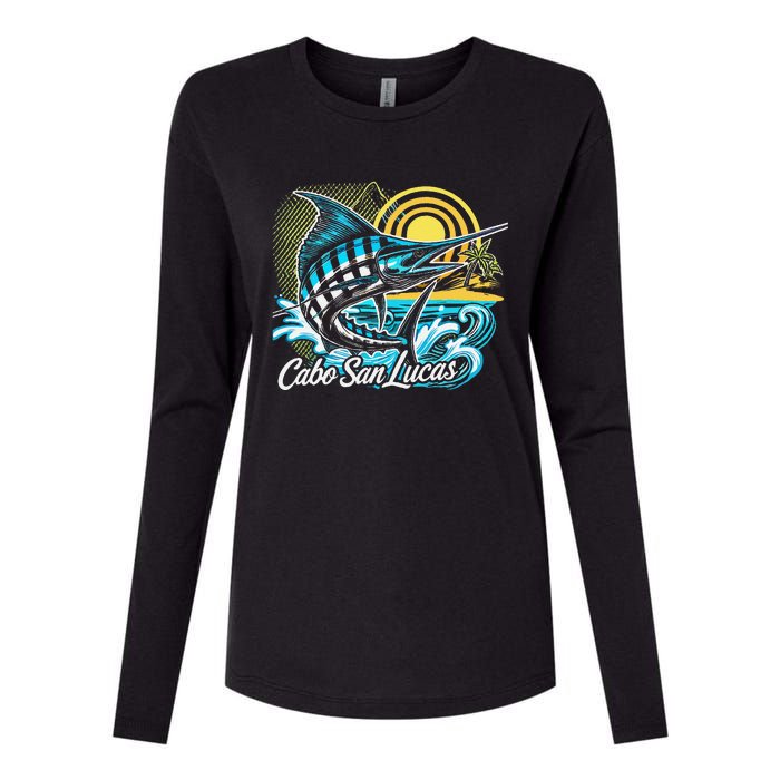 Cabo San Lucas Los Cabos Baja California Sur Marlin Tourist Womens Cotton Relaxed Long Sleeve T-Shirt