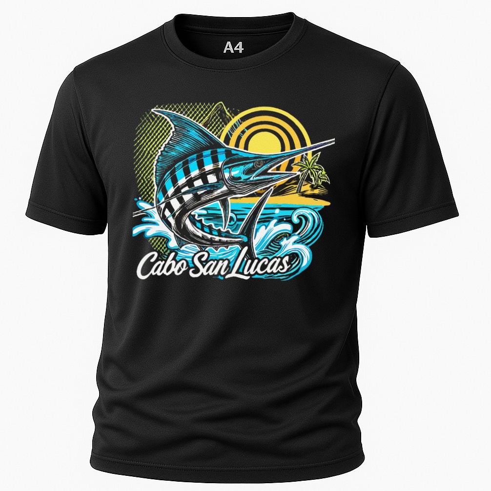 Cabo San Lucas Los Cabos Baja California Sur Marlin Tourist Cooling Performance Crew T-Shirt
